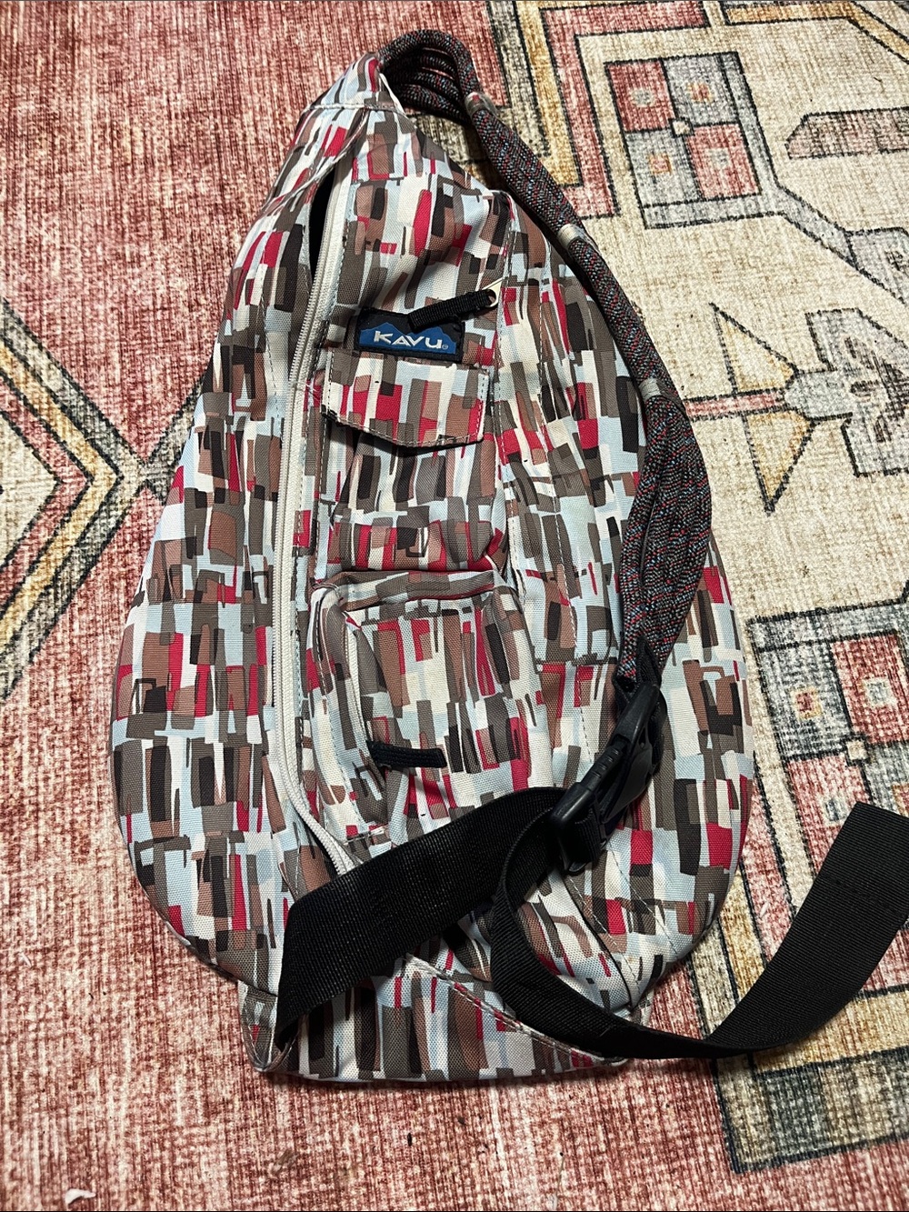 KAVU Sling Bag in Multi-Color Geometric Print